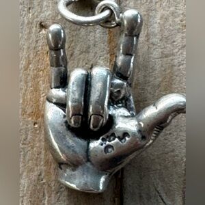 Vintage I love you hand signing sterling charm.